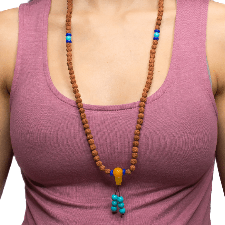 Rudraksha Mala with Blue Beads Spacers