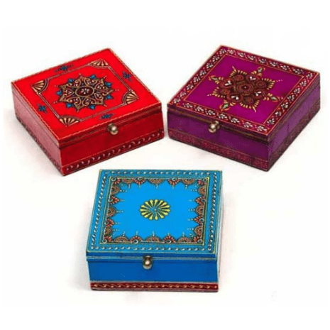 Hand Painted Hinged Wood Boxes 5x5