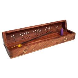 Wood Carved Boxes Burners/Holders - Moon Stars
