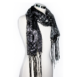 Transparent Scarf in Black with Long Tassels