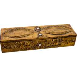 Wood Carved Boxes Burners/Holders - Eye of Buddha Gold