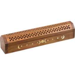 Wood Carved Boxes Burners/Holders - Triple Moon