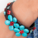 Handmade Flower Cuff Bracelet With Howlite and Coral