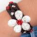 Handmade Coral and Howlite Flower Cuff bracelet