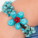 Handmade Howlite and Coral Flower Bracelet