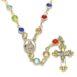 Caridad del Cobre and Crucifix Design with Multicolor Crystal Rosary in Gold Layered