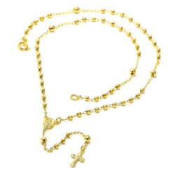 Caridad del Cobre and Cross Design Rosary in Gold Layered