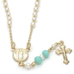 Divino Niño and Crucifix Design with Mother of Pearl Rosary in Gold Layered