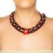 Hand-Woven Flower Necklace With Coral and Mother of Pearl