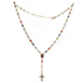 Caridad del Cobre and Crucifix Design with Multicolor Crystal Rosary in Gold Layered