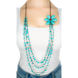 Turquoise Flower handmade Strand Necklace