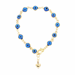 Lucky Eye Dangle Gold Plated Anklets - Blue Lucky Eye Gold Plated with Heart