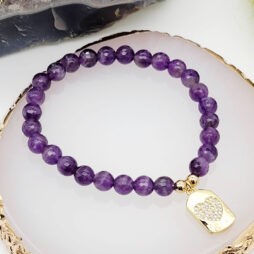 Faceted Amethyst with Heart Charm