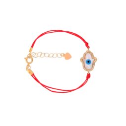 Gold Plated Hamsa Charm Red String Protection Bracelets - Mother of Pearl Hamsa Gold Plated