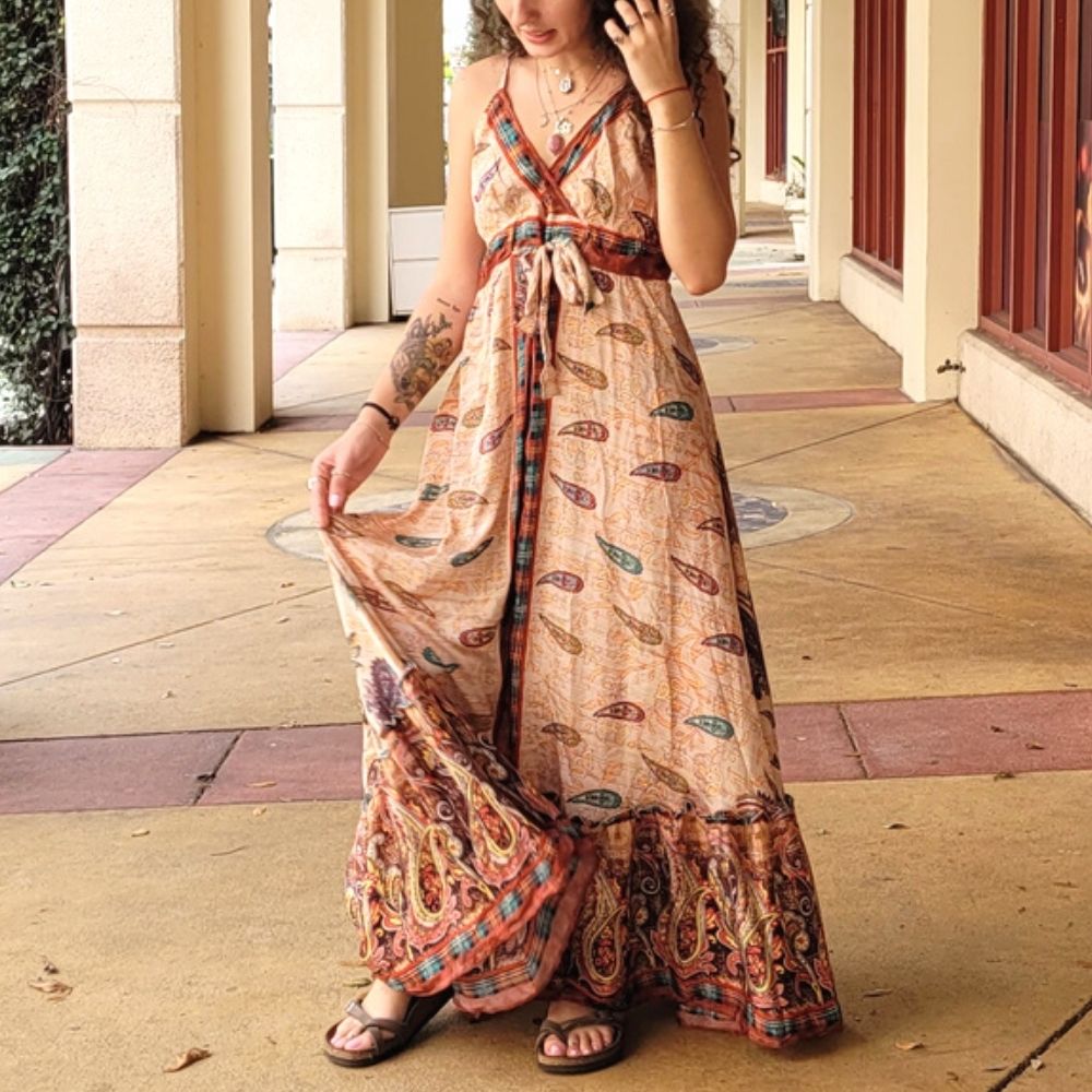 Boho Beach Summer Long Fit and Flare Maxi Flowy Dresses - 10266