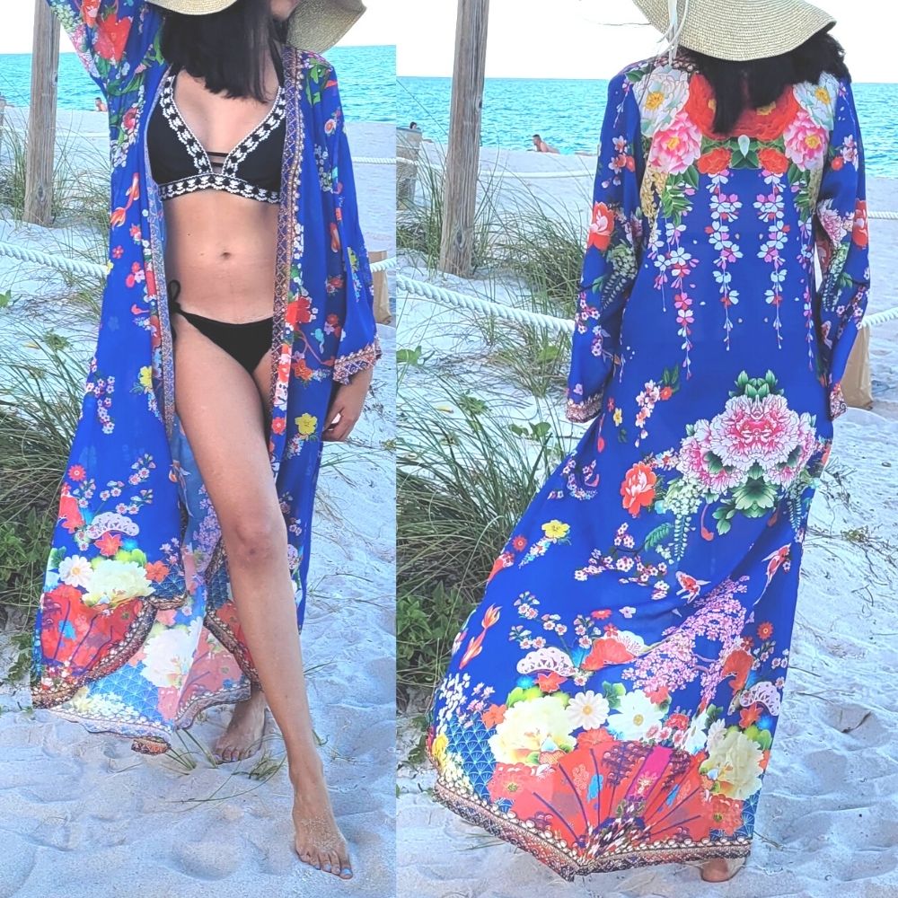 Women Elegant Halter Long Maxi Dresses/Cover Up Free Size - FLOWER Duster 652