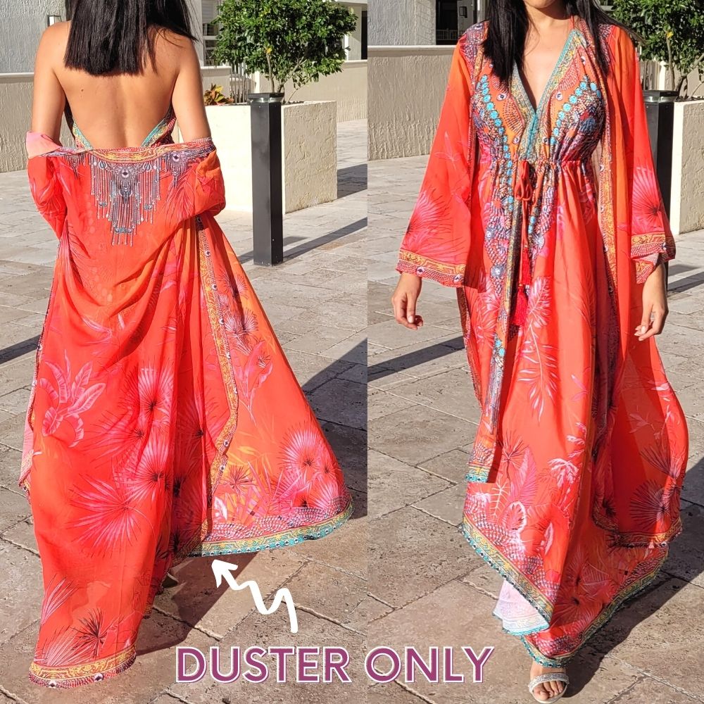Women Elegant Halter Long Maxi Dresses/Cover Up Free Size - VRSTYL Duster 678