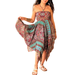 Bohemian Dress Style 12287 - 12287 Teal/Red