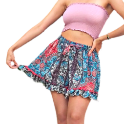 Paisley Floral Flowy Summer Shorts Free Shipping - 2